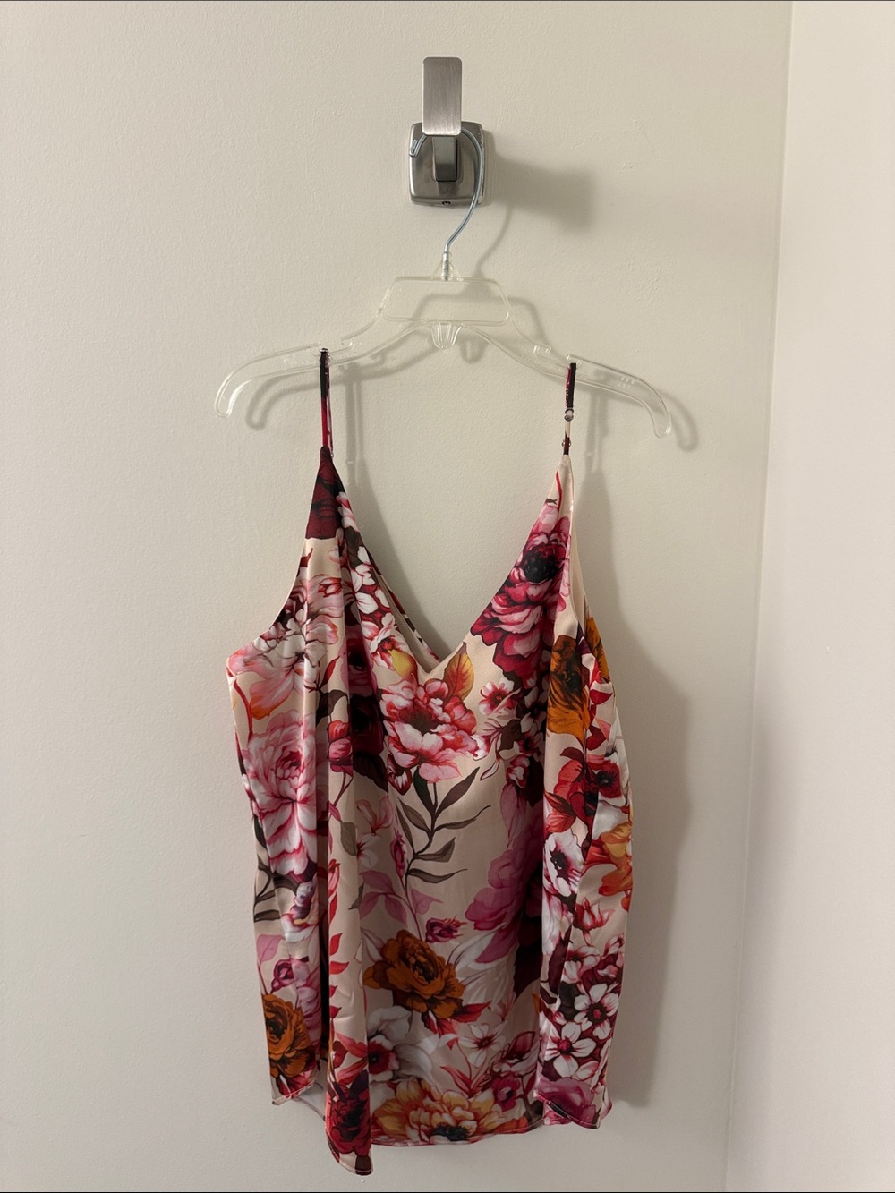 Express Floral Satin Cami Top in Pink Multi